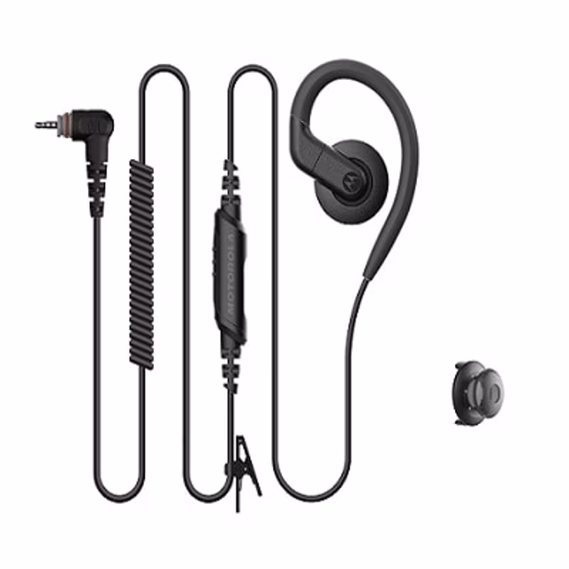 1-Wire Swivel Earhook with Removable Eartip and Inline Push to Talk
